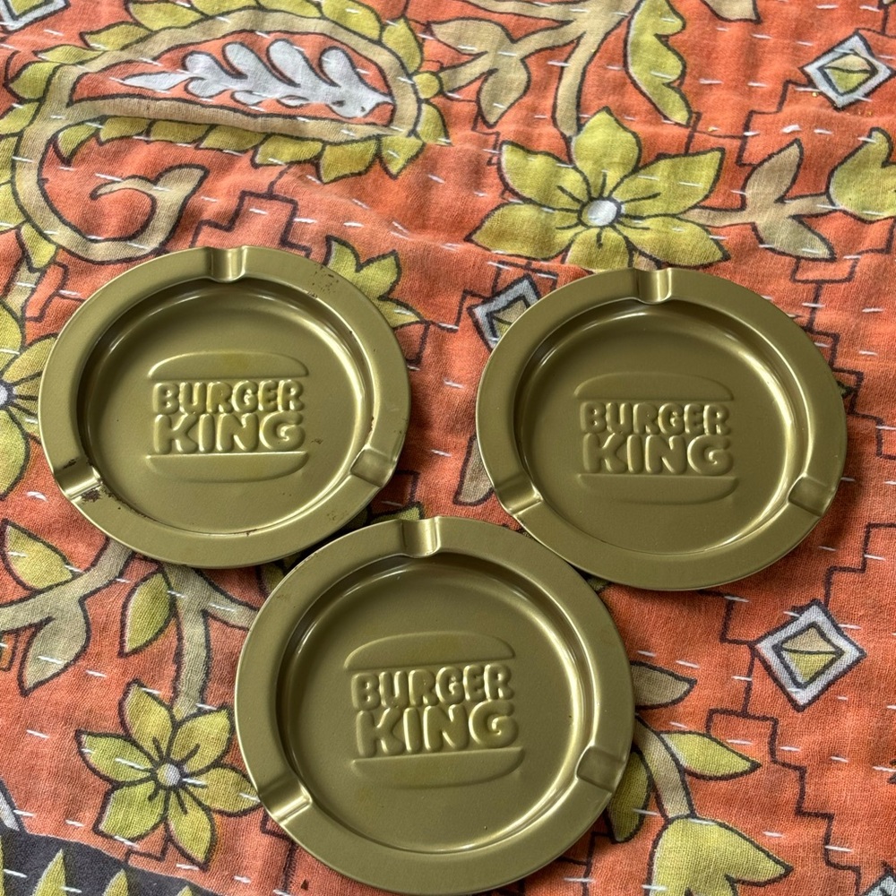 Vintage Burger King Gold Ashtrays Set of 3